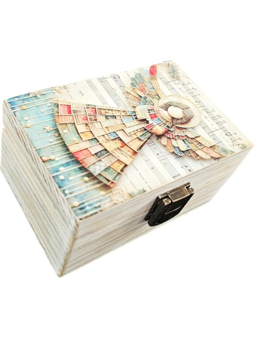 Wooden Winged Angel of Love Trinket Box | Religious Keepsake Holder for Home